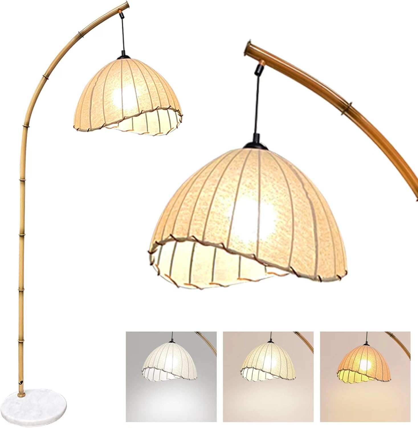 JINUBA Bamboo Floor Lamp, Boho Floor Lamps, Modern Tall Standing Lamps ...