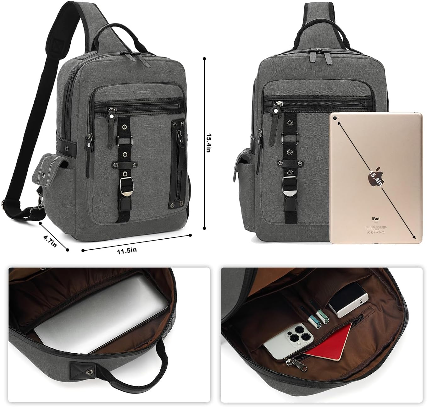 Vintage Messenger Bag, Canvas Backpack for Travel, Men's Shoulder Bag, Dual-use Bag for Hand Carry and Crossbody Carry - Image 2