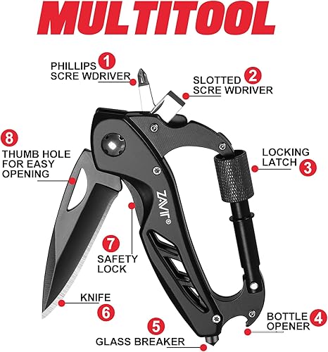 Miniatura 2 de Regalos para hombres, mosquetón multiherramienta con navaja de bolsillo, para el día de San Valentín, rellenos de calcetines para Navidad, regalos