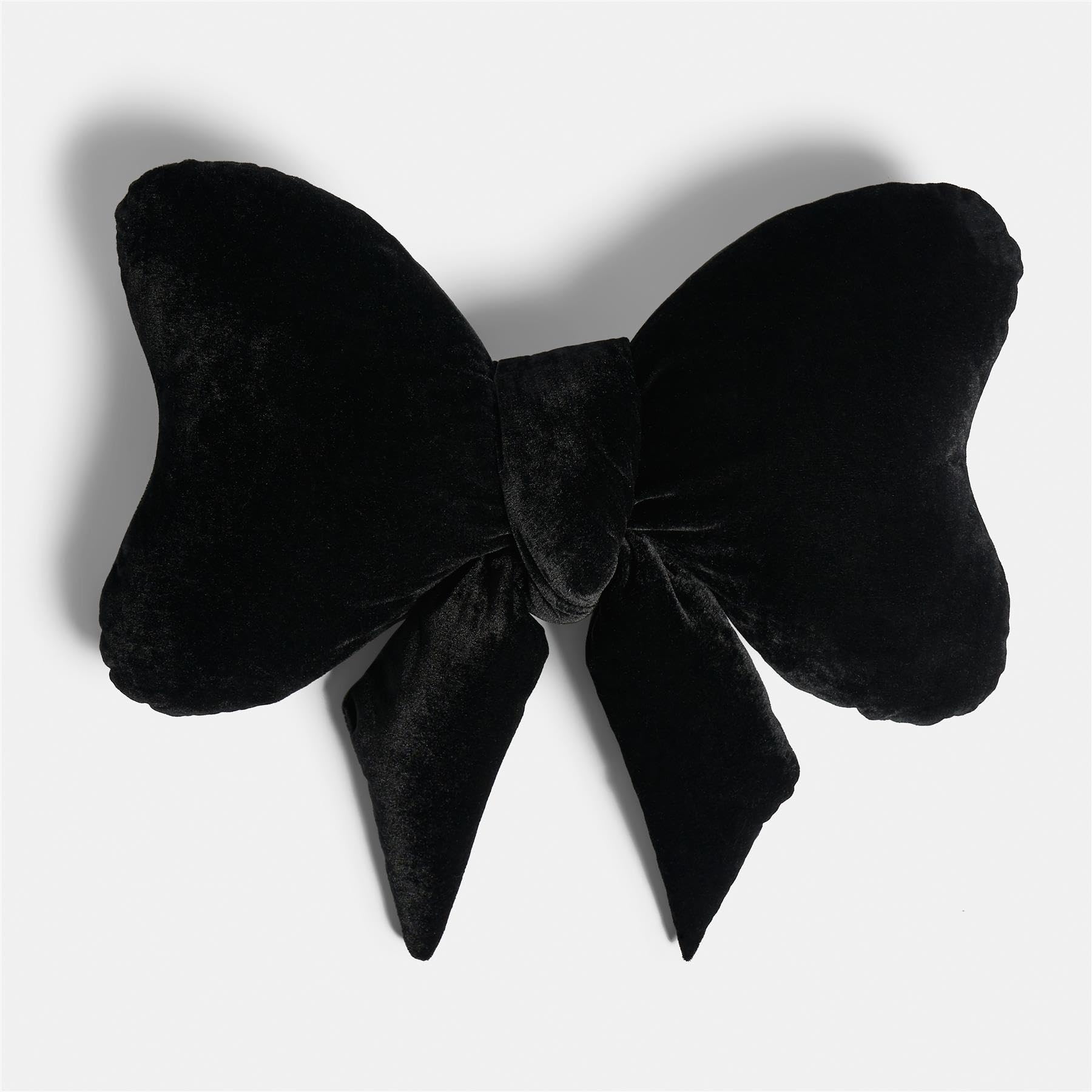 OHS Velvet Bow Shaped Decorative Cushion Pillow Black