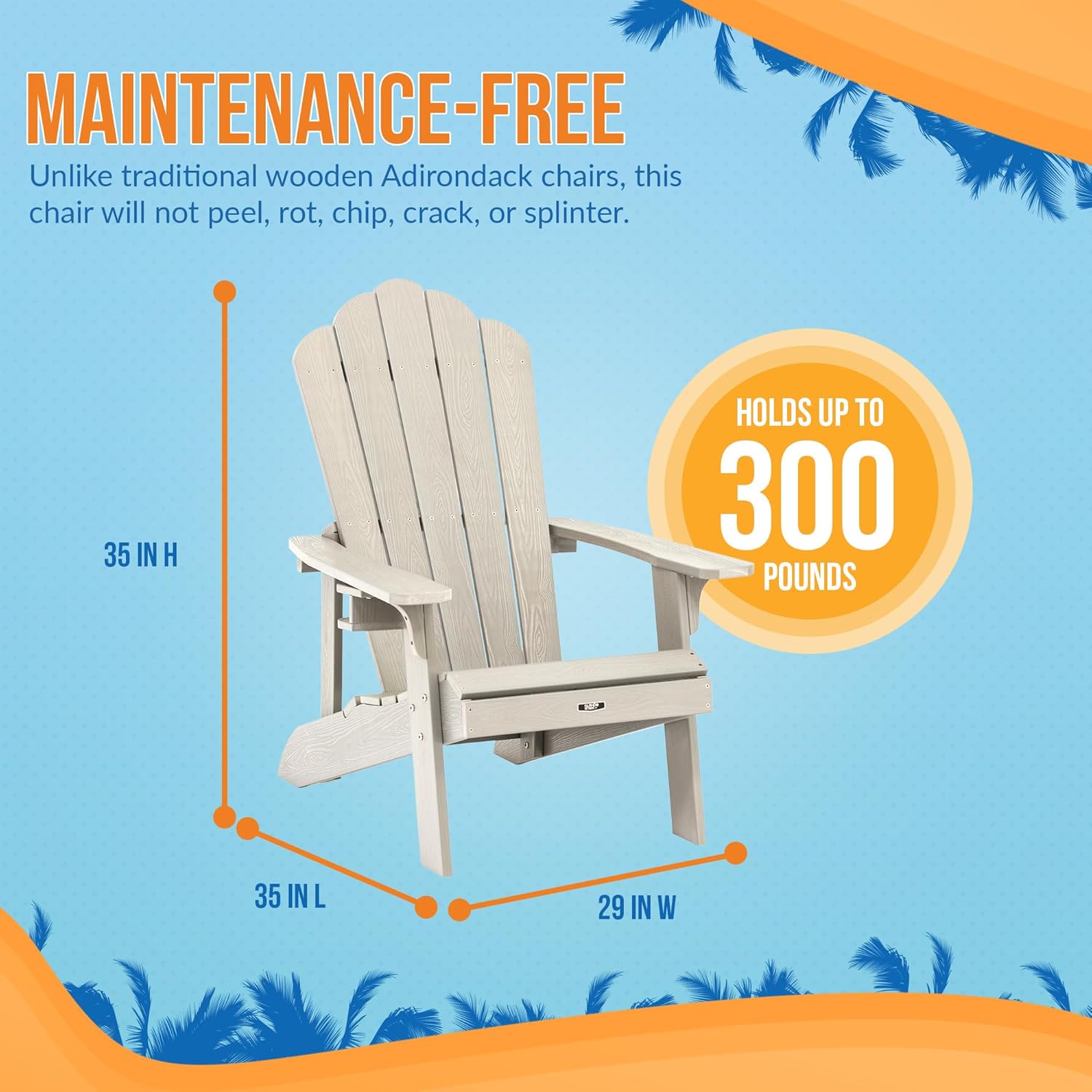 Blue Wave Ez-Care Tek-Wood™ Adirondack Chair - Slate Grey