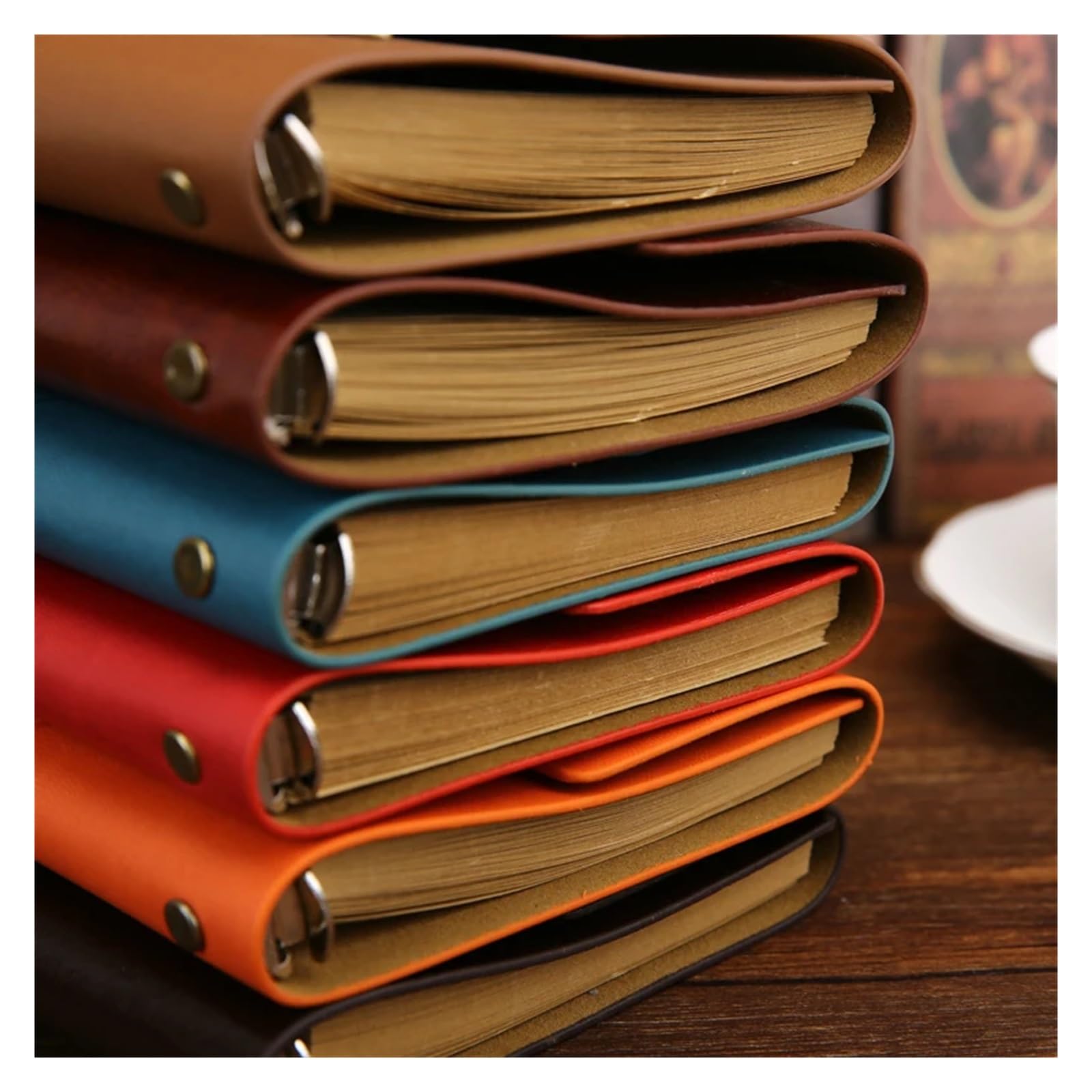 Notebook Diario Blocco note Pelle PU Spirale Letteratura Notebook Carta sostituibile Journal Planner Regalo di cancelleria scolastica(Light Brown,Large 165x220mm)