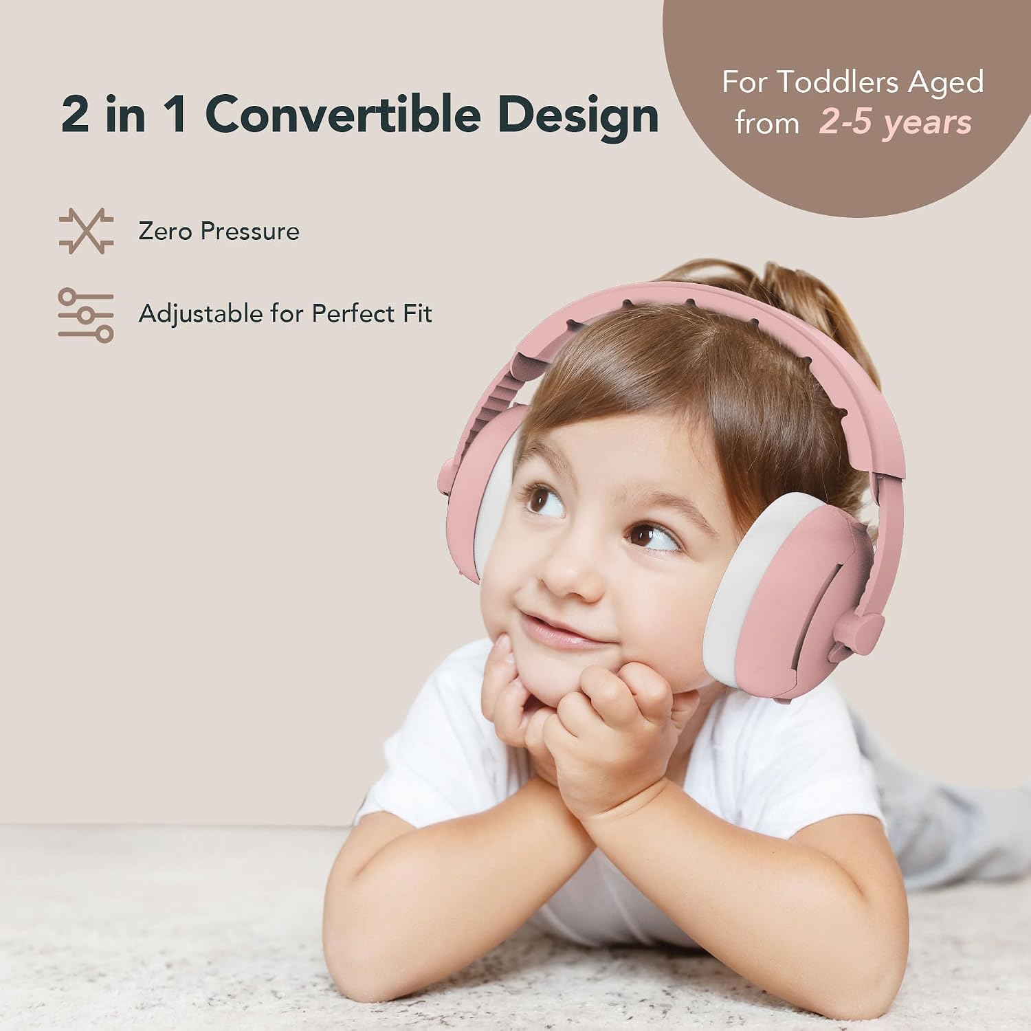 Moonybaby 2-in-1 Baby Ear Protection, Comfortable Headphones, Noise Cancelling, Adjustable Baby Headphones with Stretchy Band