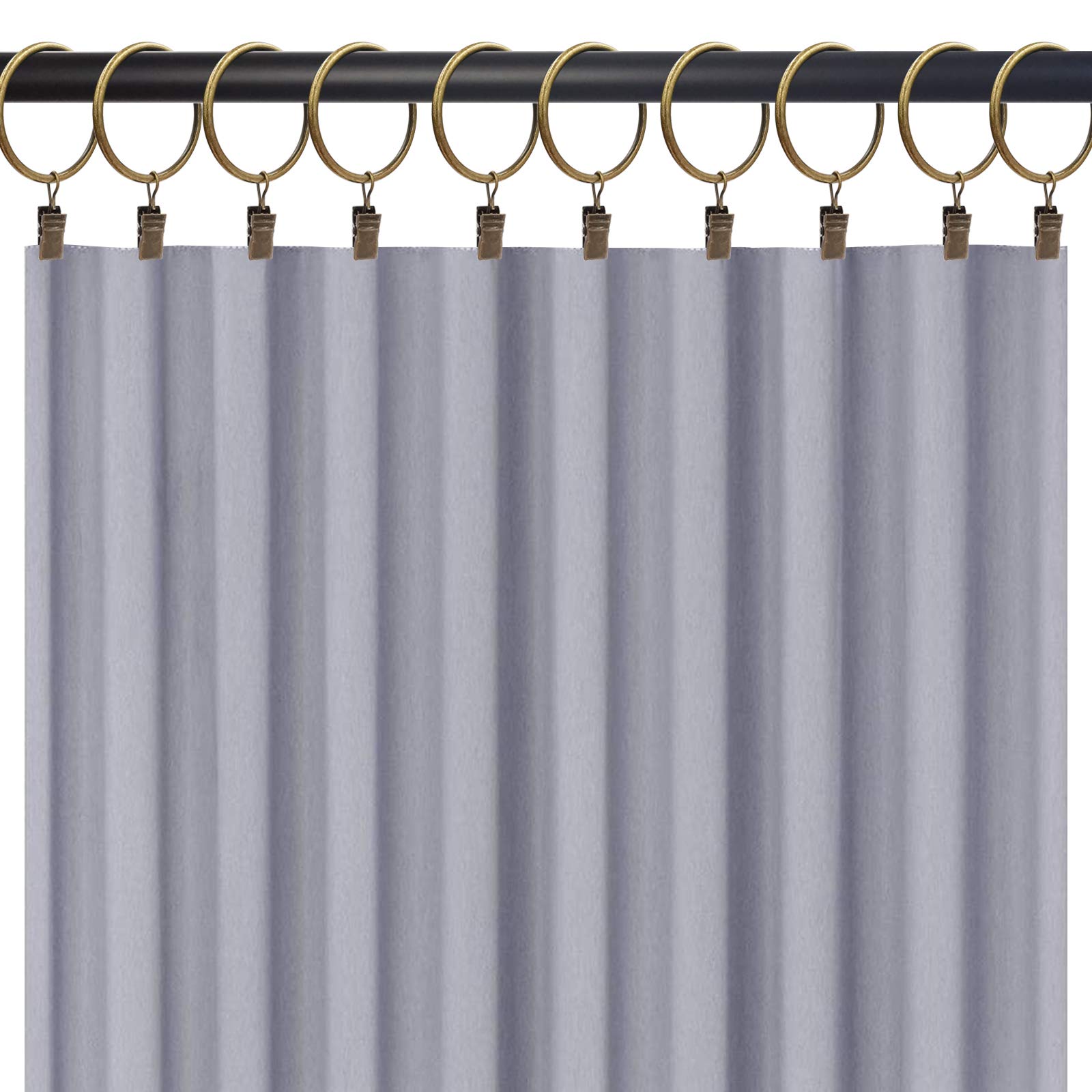 WeeksEight Lot de 100 anneaux de rideaux en bronze avec clips, crochets de rideaux pour accrocher