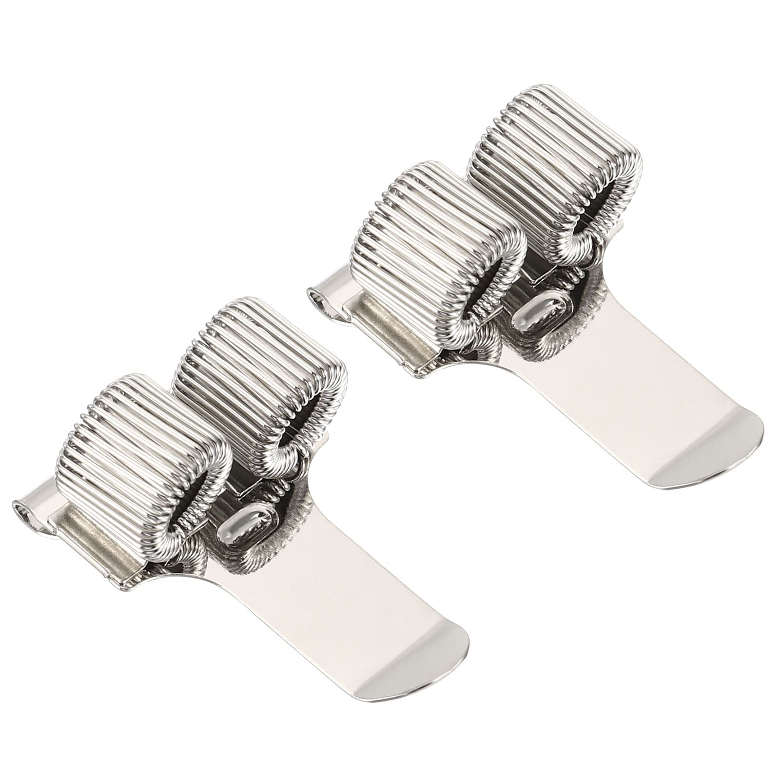 PATIKIL Pen Holder Clips, 2Pcs Metal Portable Double Spring Loop Pencil Organizer for Office Business Pocket Notebook Clipboard, Silver