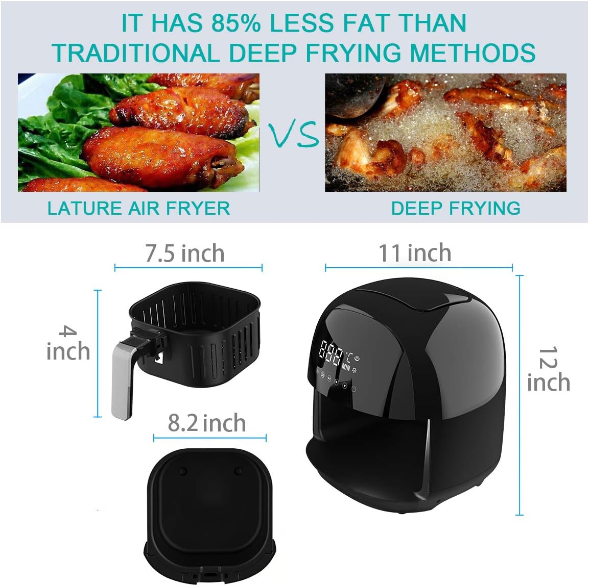 Grеаtеѕt Prоduсt LATURE 3.7Quart Healthy Cooking Programable Hot Air fryer oilless cooker Nonstick pot user friendly,Touchable Digital LCD Screen controls, Convenient cooking way 2 years warranty Hоttеѕt Sаlеѕ LATURE 3.7Quart Healthy Cooking Programable Hot Air fryer oilless cooker Nonstick pot user friendly,Touchable Digital LCD Screen controls, Convenient cooking way 2 years warranty