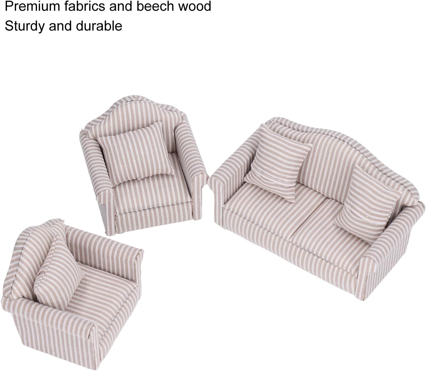 Miniature Sofa Set, Miniature Sofa Set Simulation Soft Dollhouse Couch Accessories with Pillows for 3 Years Old