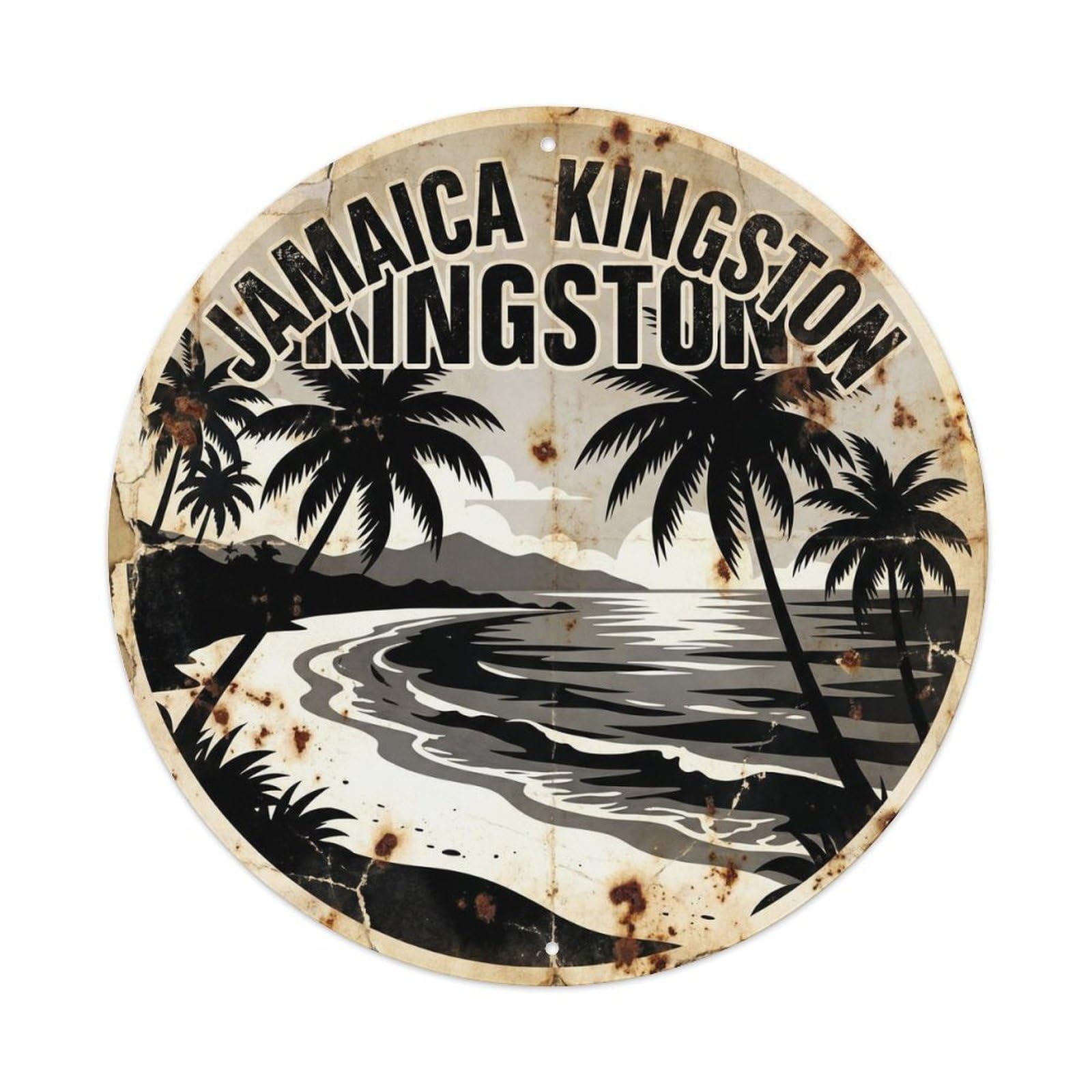 Jamaica Kingston Seaside Scenery Black White Metal Tin Sign