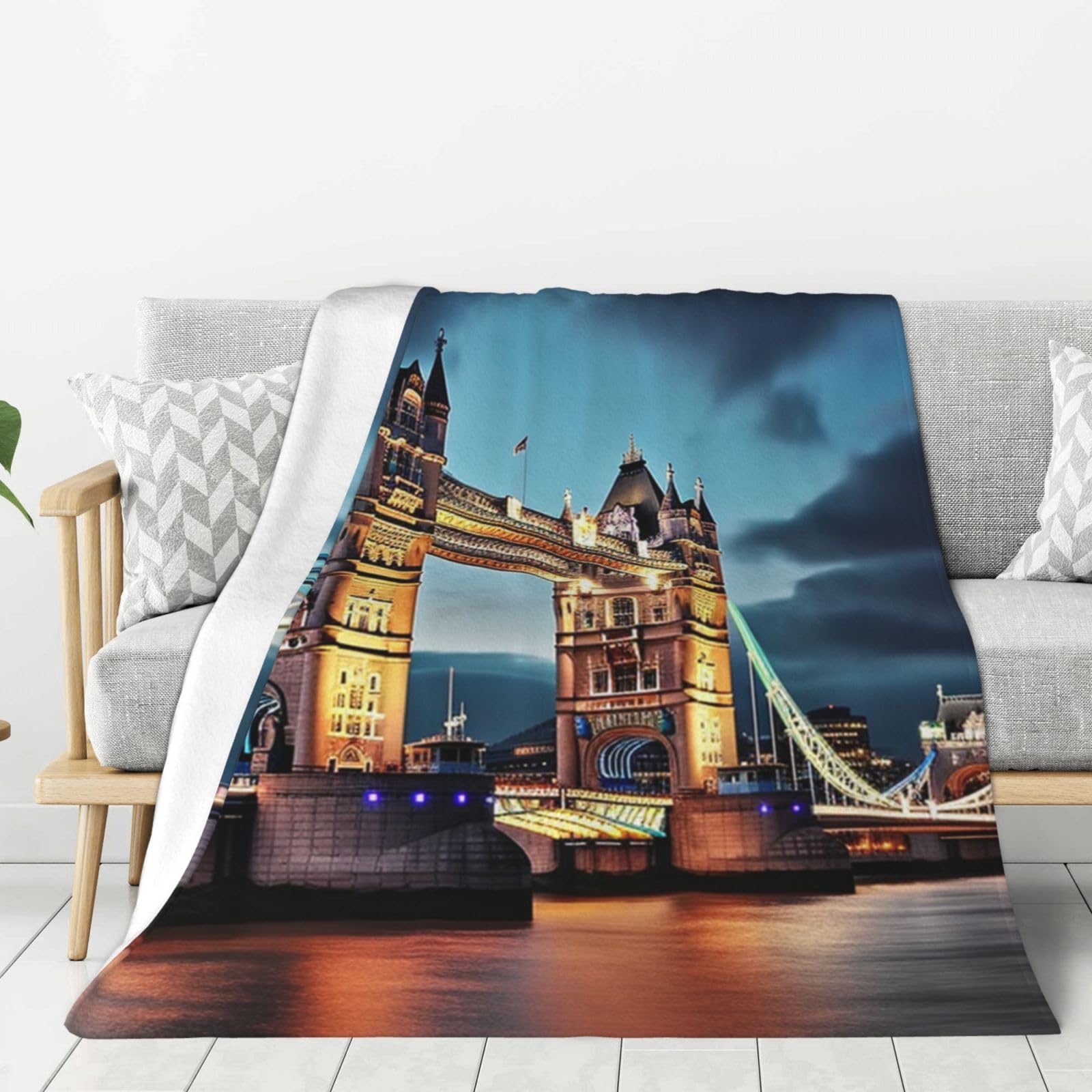 Couverture en flanelle lavable plaid polaire grand lit jeté de canapé imprimé Londres