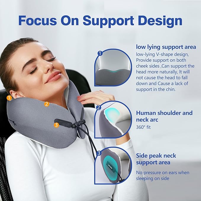 Almohada de Viaje de Espuma Viscoelástica Ajustable Grande miniatura 2