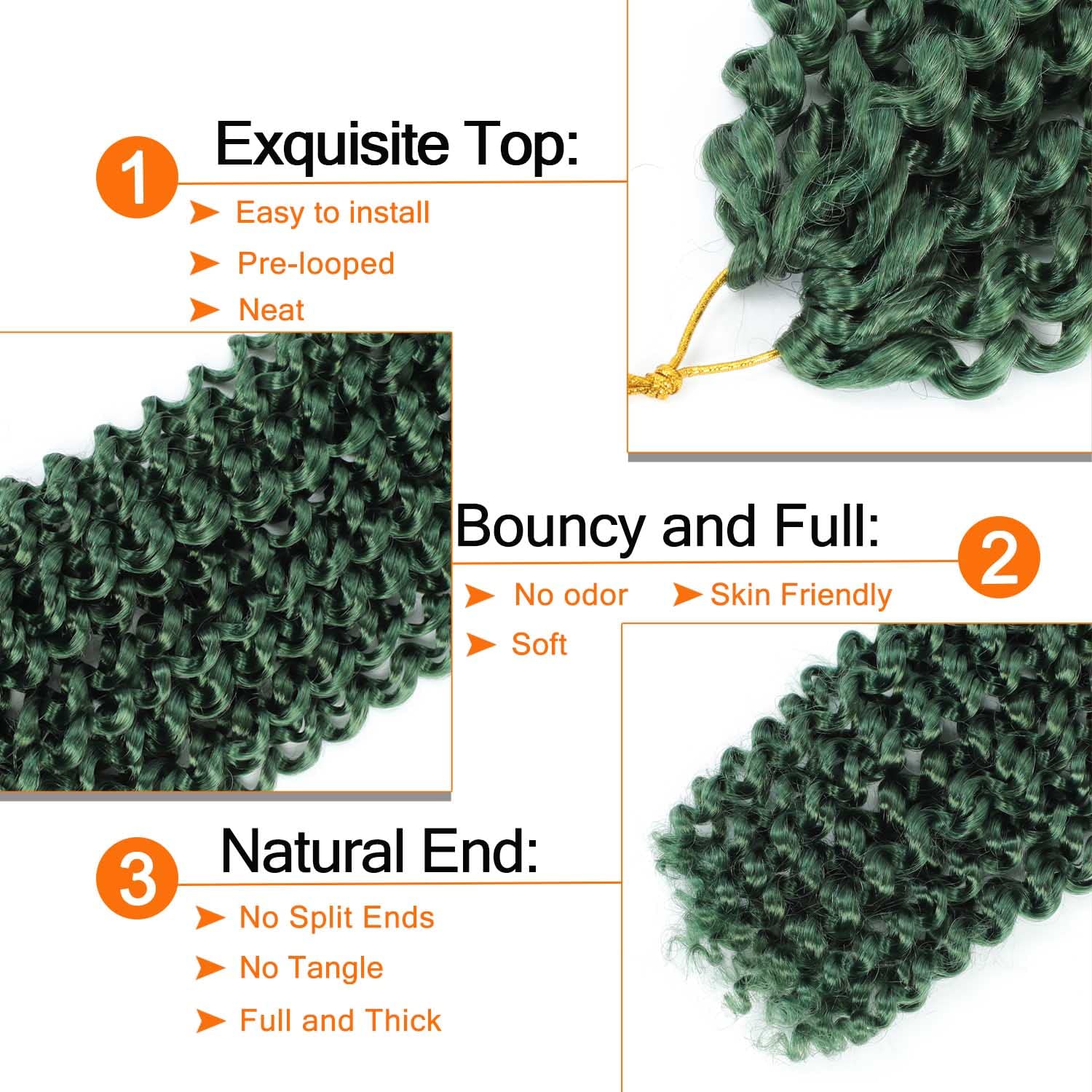 Dark Green Passion Twist Hair 24 Inch 6packs DGreen Water Wave Braiding Hair for Butterfly Locs Passion Twists Long Bohemian Protective Hair Extensions (24 Inch, 6 Packs, Dark Green#)