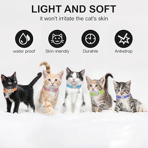 5 Pack Kitten Collar Breakaway with Bell Reflective Cat Collar Adjustable Pet Kitten Collars Cute Safety Buckle Cat Collars Pet Supplies Stuff Accessories for Girl Male Cats Puppies Small Dogs