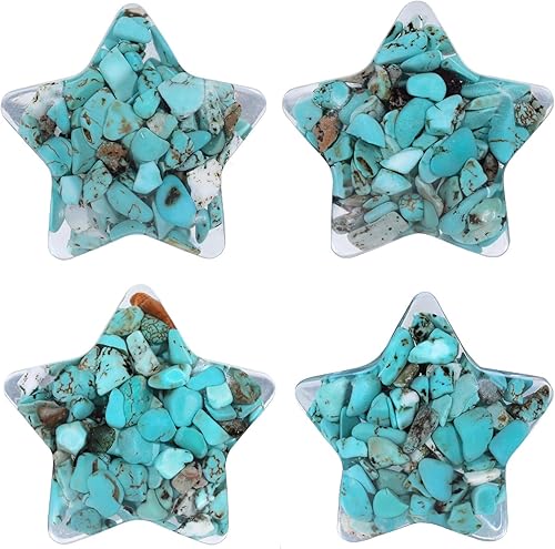 Rockcloud Paquete de 4 piedras de preocupación con forma de estrella, piedras trituradas, figura de resina, estrella hinchada, piedras de cristal