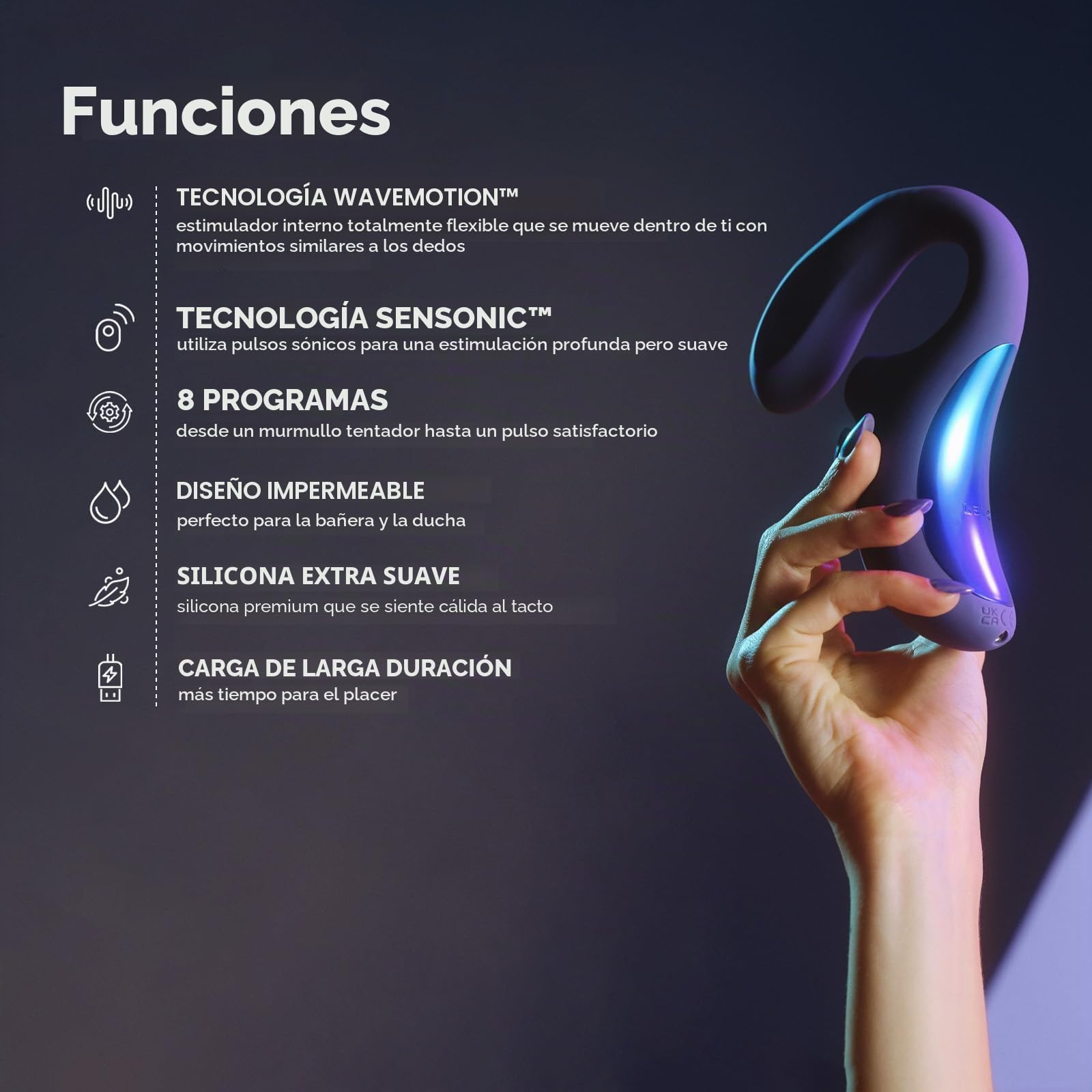 ENIGMA Wave de LELO, Masajeador de Triple Estimulación con Tecnología WaveMotion y 8 Modos de Vibración, Succionador de Clítoris Femenino, Purple