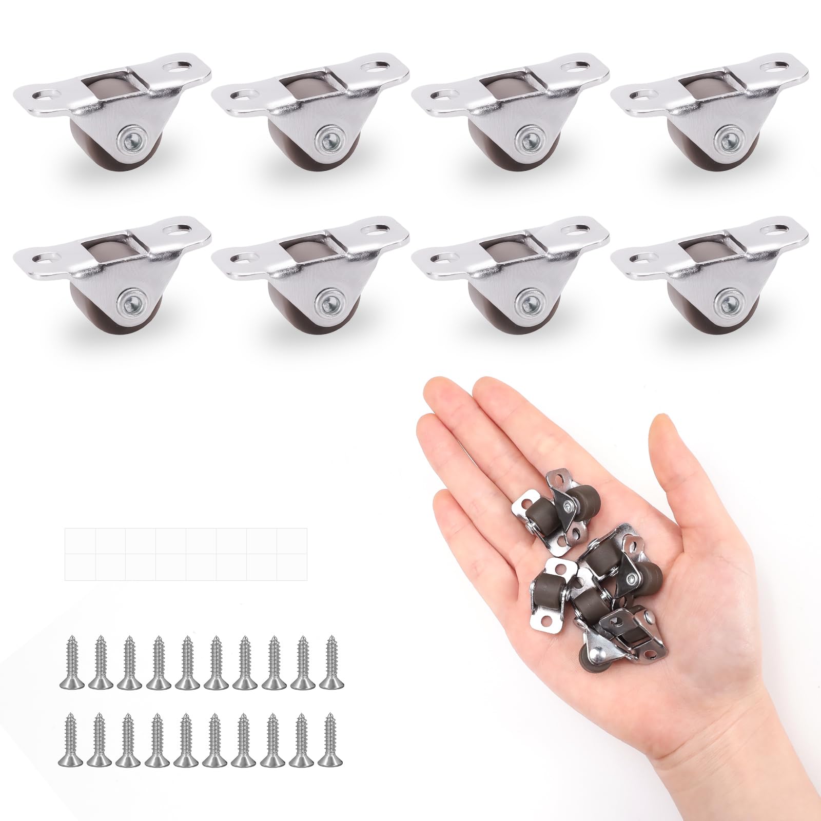 8Pcs 1/2 Inch Mini Caster Wheels, Swivel Casters Set of 4, Rolling Wheels with Steel for Small Appliances, Furniture
