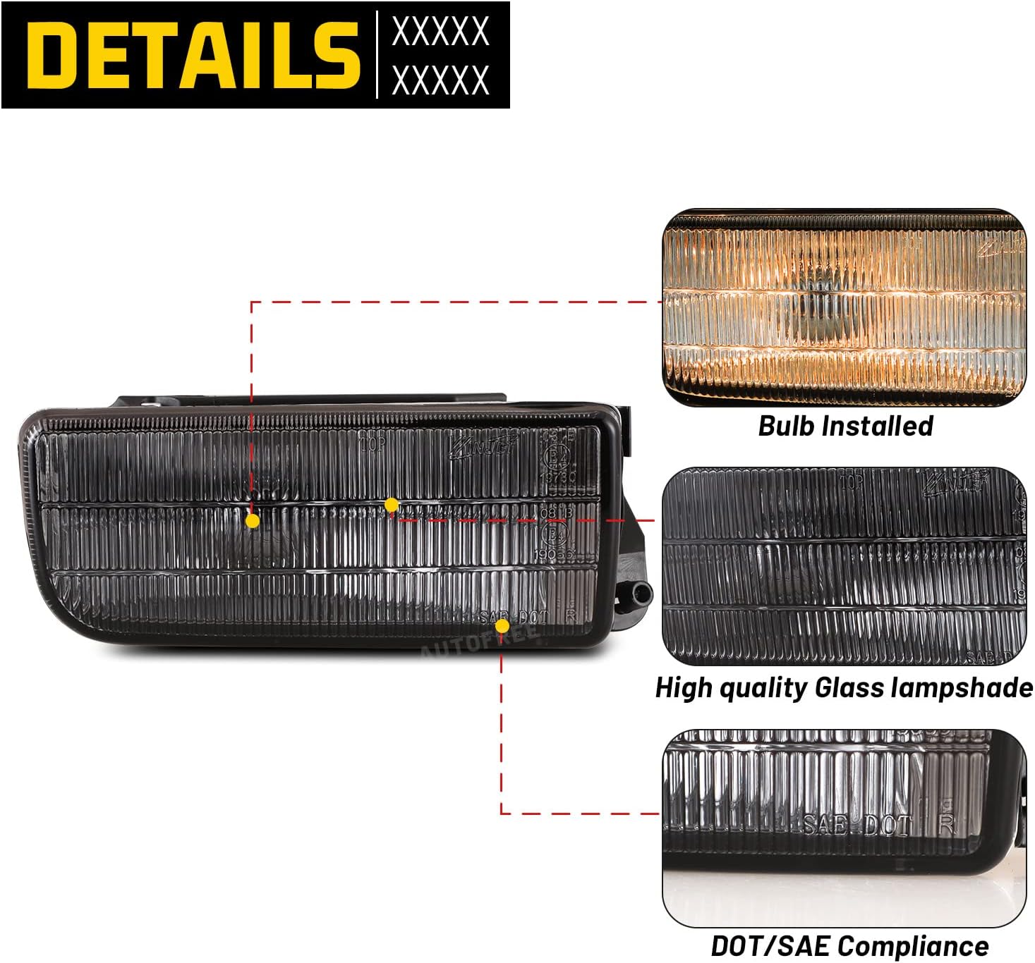 Fog Lights Assembly Compatible with BMW E36 / M3 3 Series 1992 1993 1994 1995 1996 1997 1998 1999 Fog Lamps Replacement with H1 12V 55W Bulbs-1 Pair (Smoke Glass Lens)