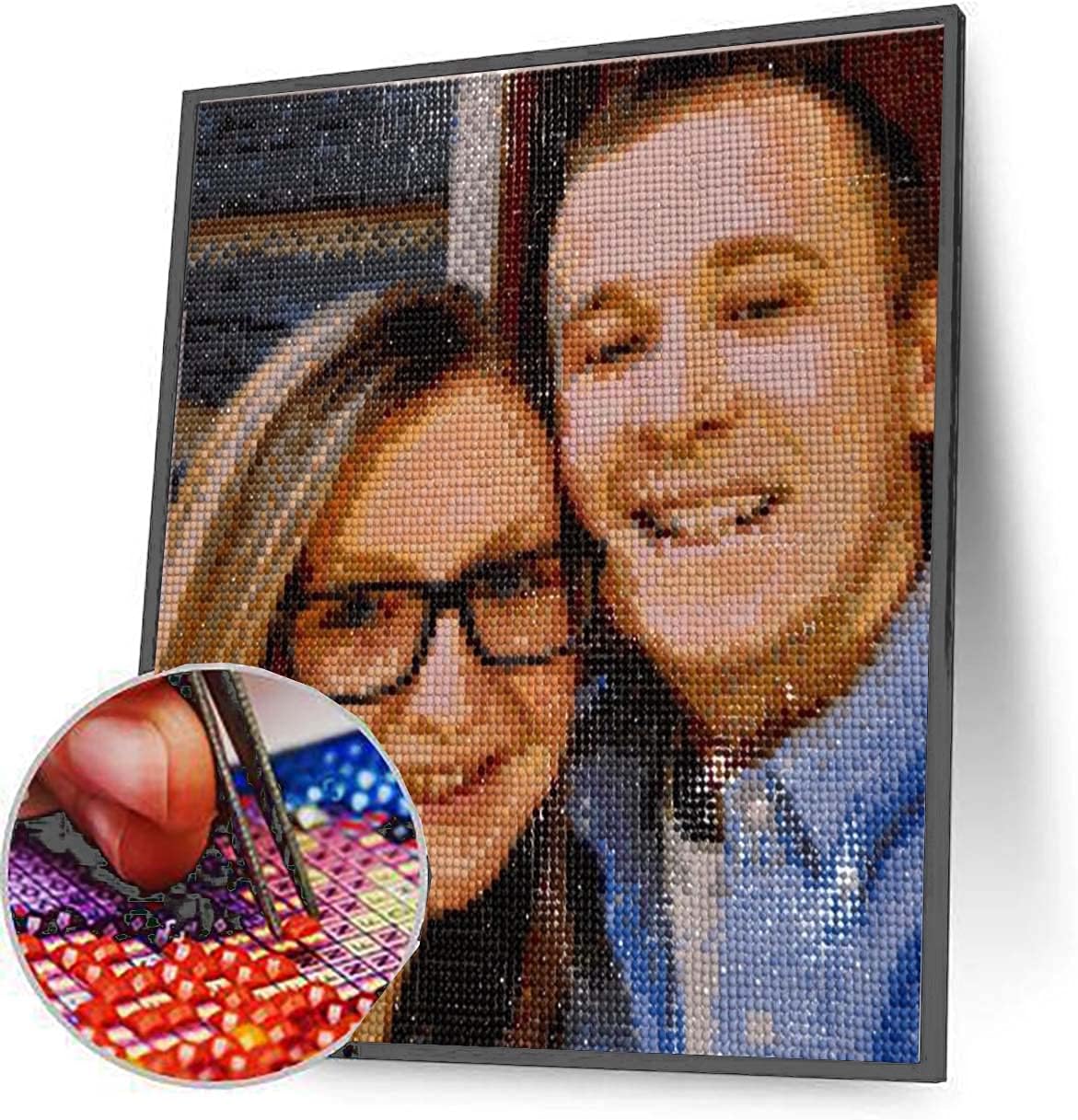 GIRLSIGHT Personalised Diamond Art Kits for Adults, Custom 5D Photo to Crystal Picture, DIY Full Drill Mosaic Rhinestone Embroidery Craft for Home Wall Decor & Gifts (30x40cm)