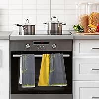 Vista 4 de Hand Towels for Bathroom,Set of 2,Grey and Yellow Abstract Art Painting,Soft Absorbent Small Bath Towel Kitchen Dish Guest Towel Home Decor