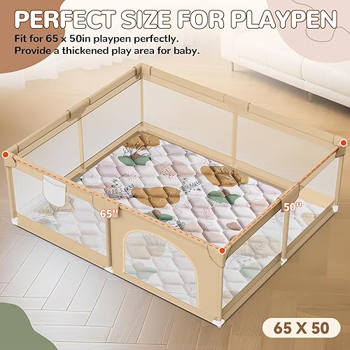 Miniatura 2 de Tapete de juego para bebé de 65 x 50 pulgadas, tapete para bebés de 6 a 12 meses, antideslizante, seguro y para gatear, tapete de juego plegable de