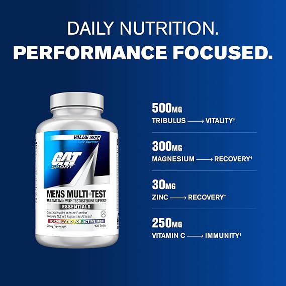 GAT SPORT Men's Multi Plus Test, 150 Tablets (75 Servings)