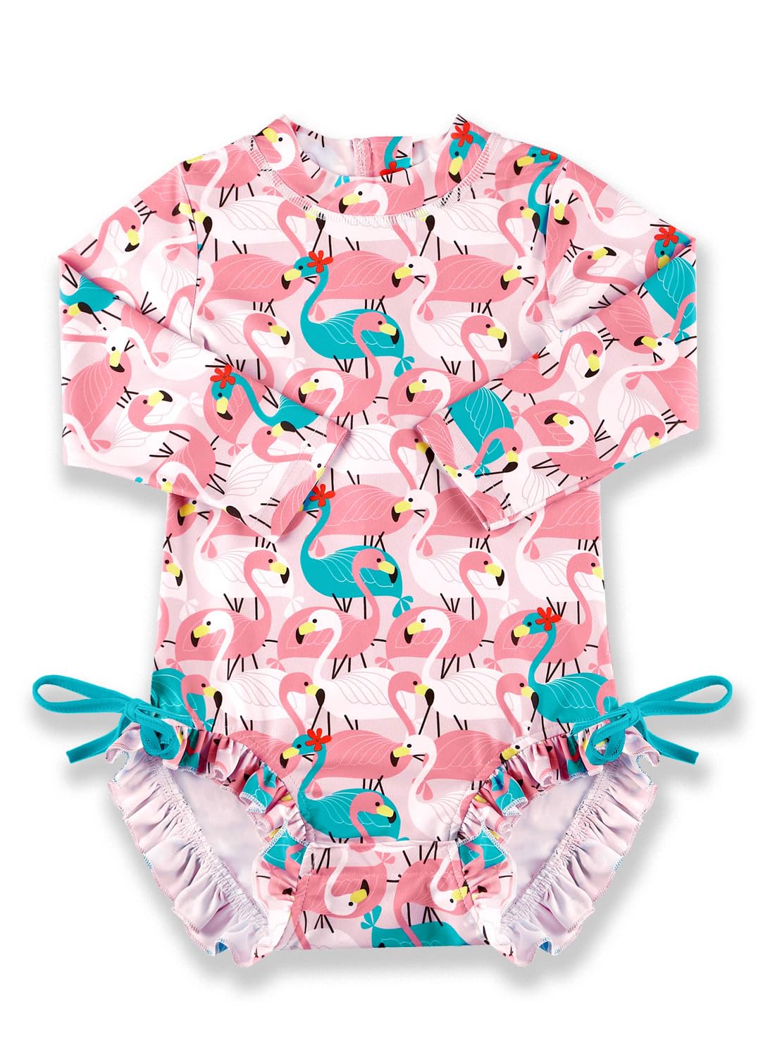 BesserBay Baby Girl Swimsuit UPF 50+ Long Sleeve Zipper Snaps Bottom One Piece Rash Guard 0-36 Months