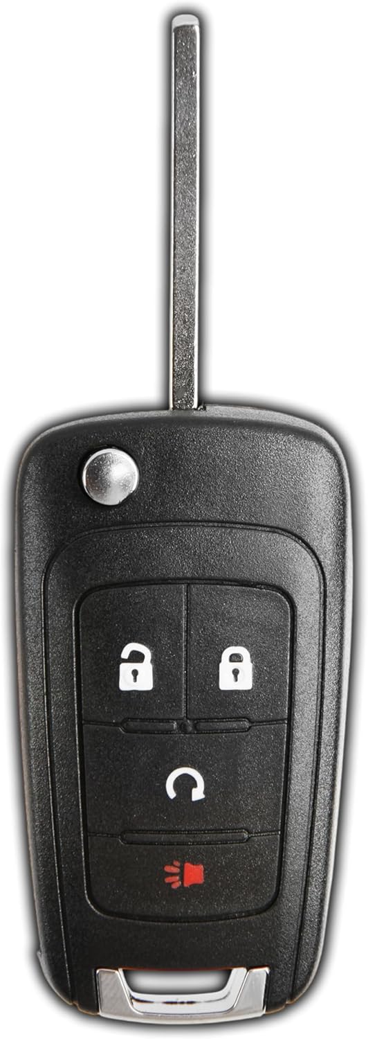 KeylessOption Keyless Entry Remote Start Flip Car Key Fob Control 4-Button Replacement for 2010 - 2019 Chevrolet Equinox Impala Sonic Trax Buick Encore (OHT01060512, KR55WK500733)