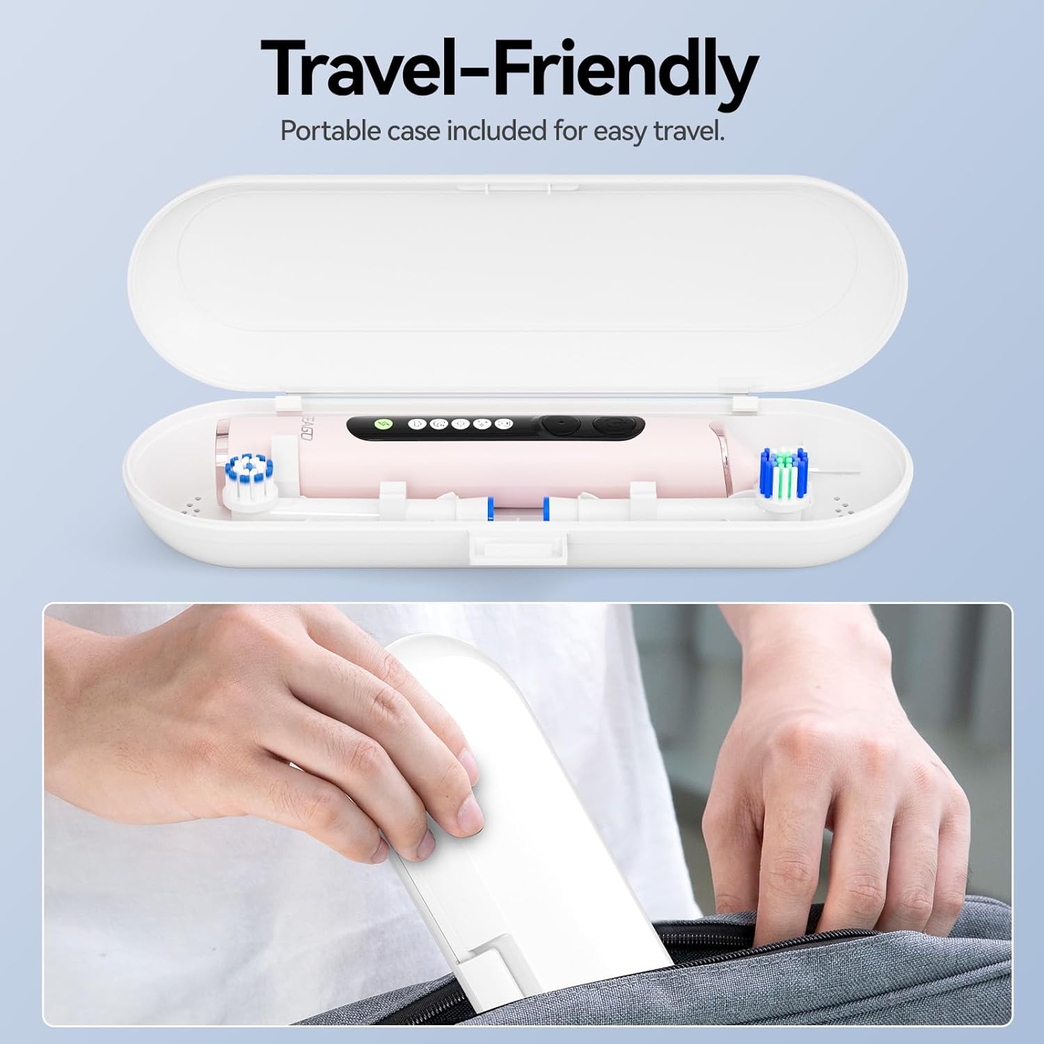 SEAGO Soft Round Electric Toothbrushes with 8 Spin Brush Heads, 5 Cleaning Modes, Rechargeable Sonic Toothbrush with Timer and Travel Case for Adults and Kids(SG-2607-Pink - Image 7