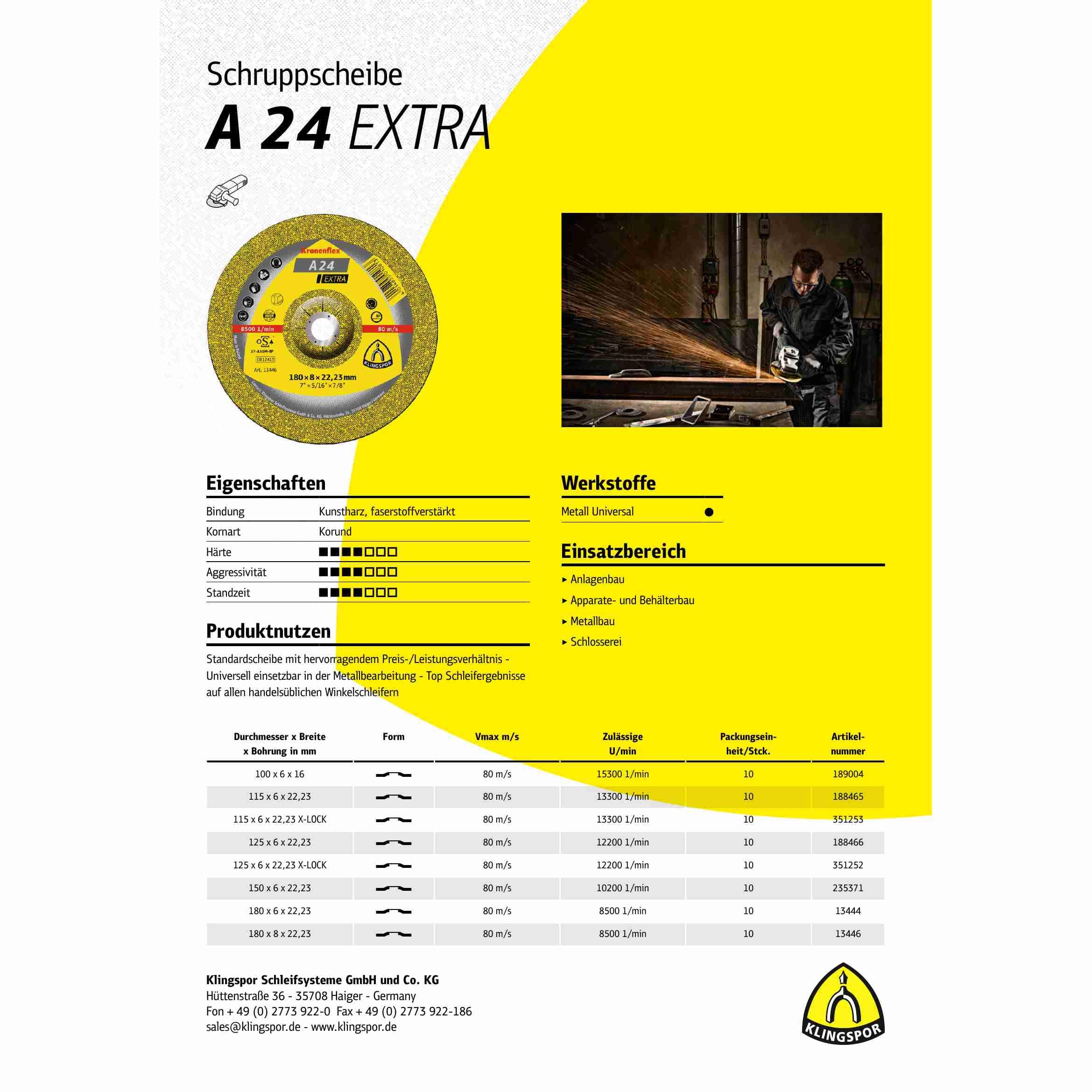 A 24 EX - Discos de desbaste (10 unidades, 230 x 8 x 22,23 mm)