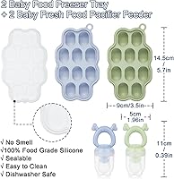 Vista 5 de KingKam - Moldes para paletas de leche materna para bebés y alimentador de frutas para bebés (2 unidades), contenedores de almacenamiento