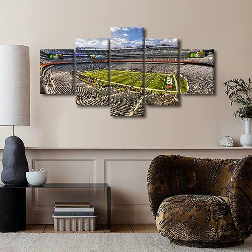 Vista 227 de Cuadros de estadios deportivos de fútbol americano de Minnesota, cuadros de vikingos, 5 paneles, lienzo para pared, arte de pared del estadio