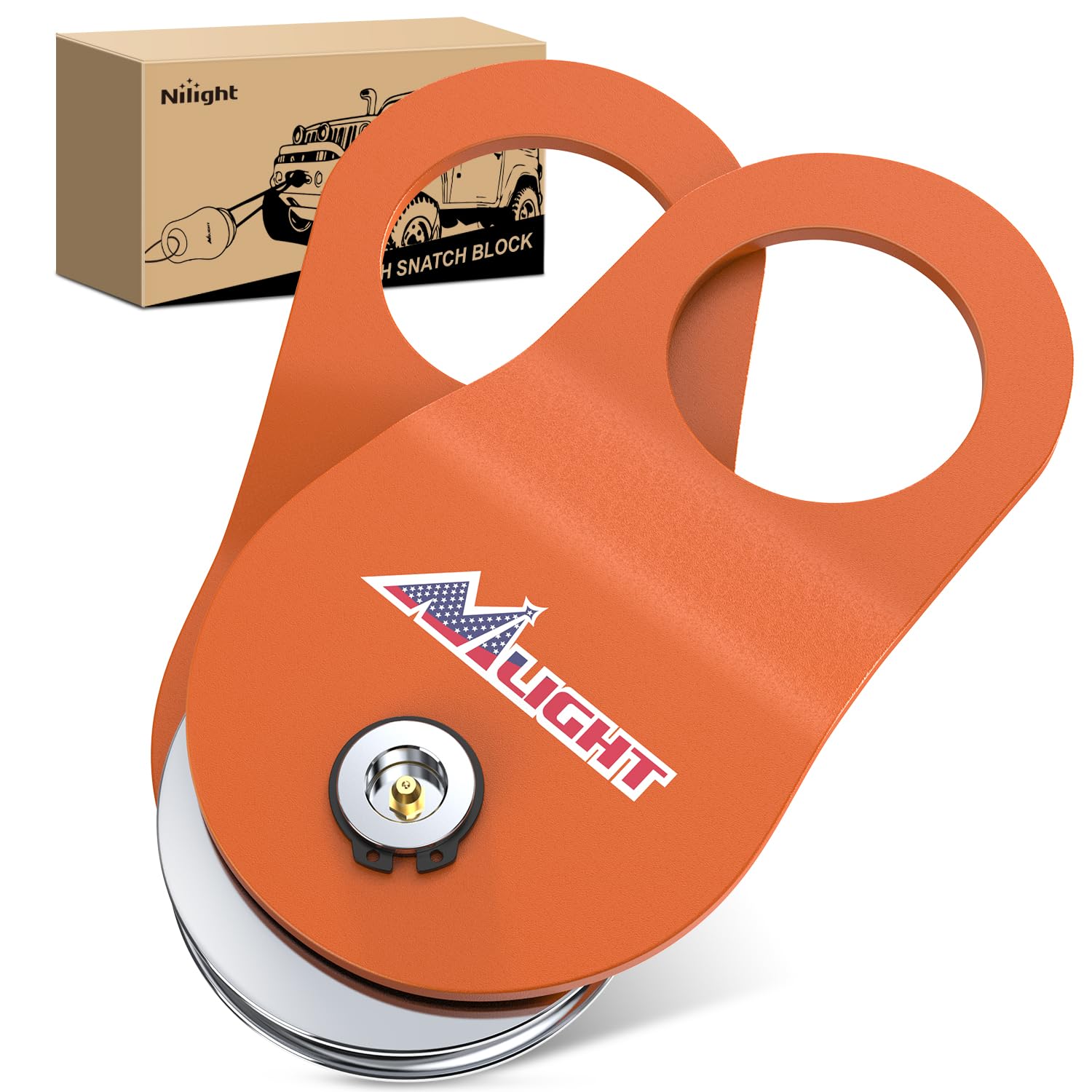Nilight 10 Ton Winch Snatch Block Towing Pulley Blocks 22,000 LBS Orange