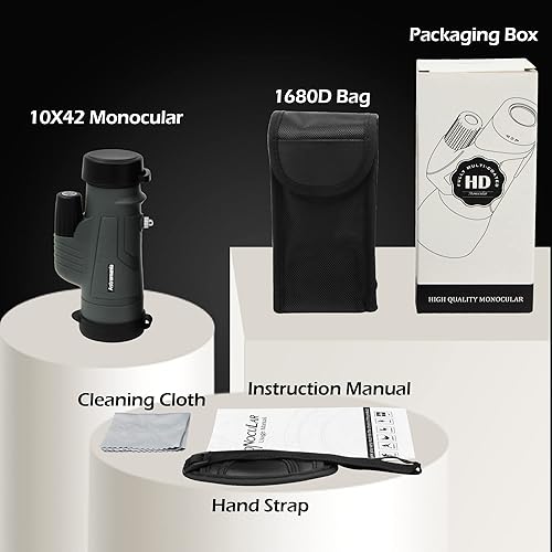 Miniatura 5 de Astromania Monoculares de prisma BAK4 de alta potencia de 10 x 42, impermeable, monoscopio de mano compacto para observación de aves, paisajes de