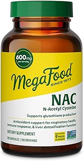 MegaFood NAC Supplement N-Acetyl Cysteine 600mg Per Serving - Promotes Production of Glutathione - Liver Support & Immune Support Supplement - Vegan, Non GMO - 120 Capsules, 120 Servings