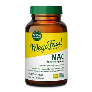 MegaFood NAC Supplement N-Acetyl Cysteine 600mg Per Serving - Promotes Production of Glutathione - Liver Support & Immune Support Supplement - Vegan, Non GMO - 120 Capsules, 120 Servings - Amazon product rated Grade A