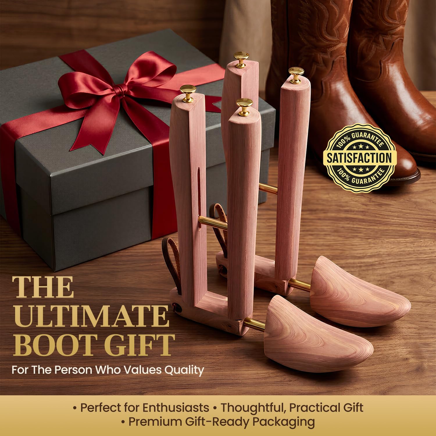 HOUNDSBAY Cowboy Boot Trees, Cedar Western Boot Tree for Men & Women, Shoe Tree for Boots, Boot Stretcher & Shaper