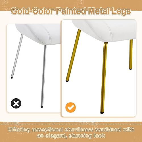 Miniatura 8 de Yaheetech Silla de tocador, silla decorativa de terciopelo con respaldo en forma de concha, sillón moderno con patas de metal dorado para
