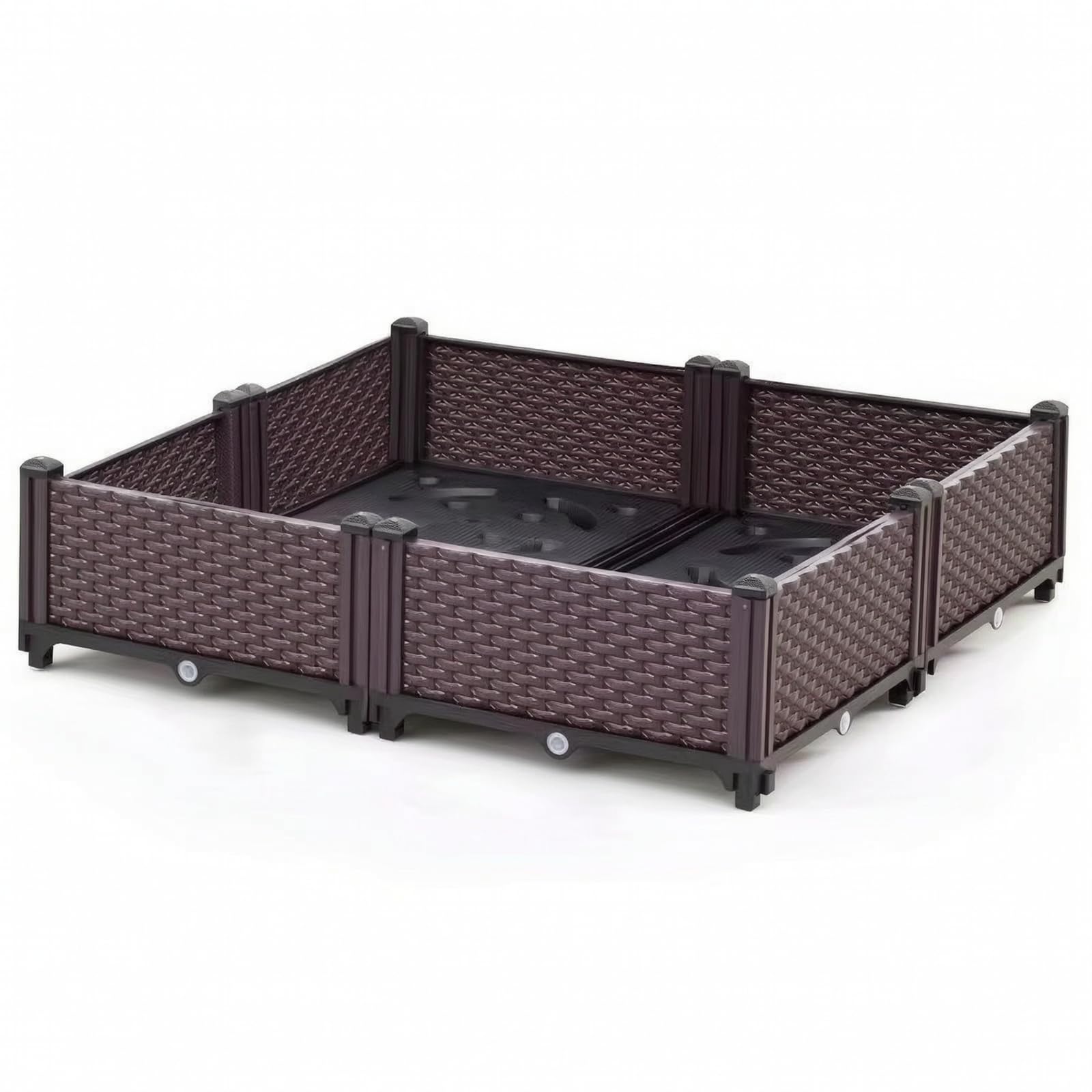 Gralara Jardinera Plástico con Autorriego Elevada Macetero Rectangular con Patas Acogedor Jardinera Patas para Principiantes, 80 80 22 Cm, Caja Ancha De 4 Unidades