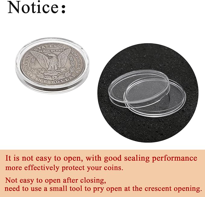 Capsulas para monedas 39mm acrílico transparente 100 piezas miniatura 4