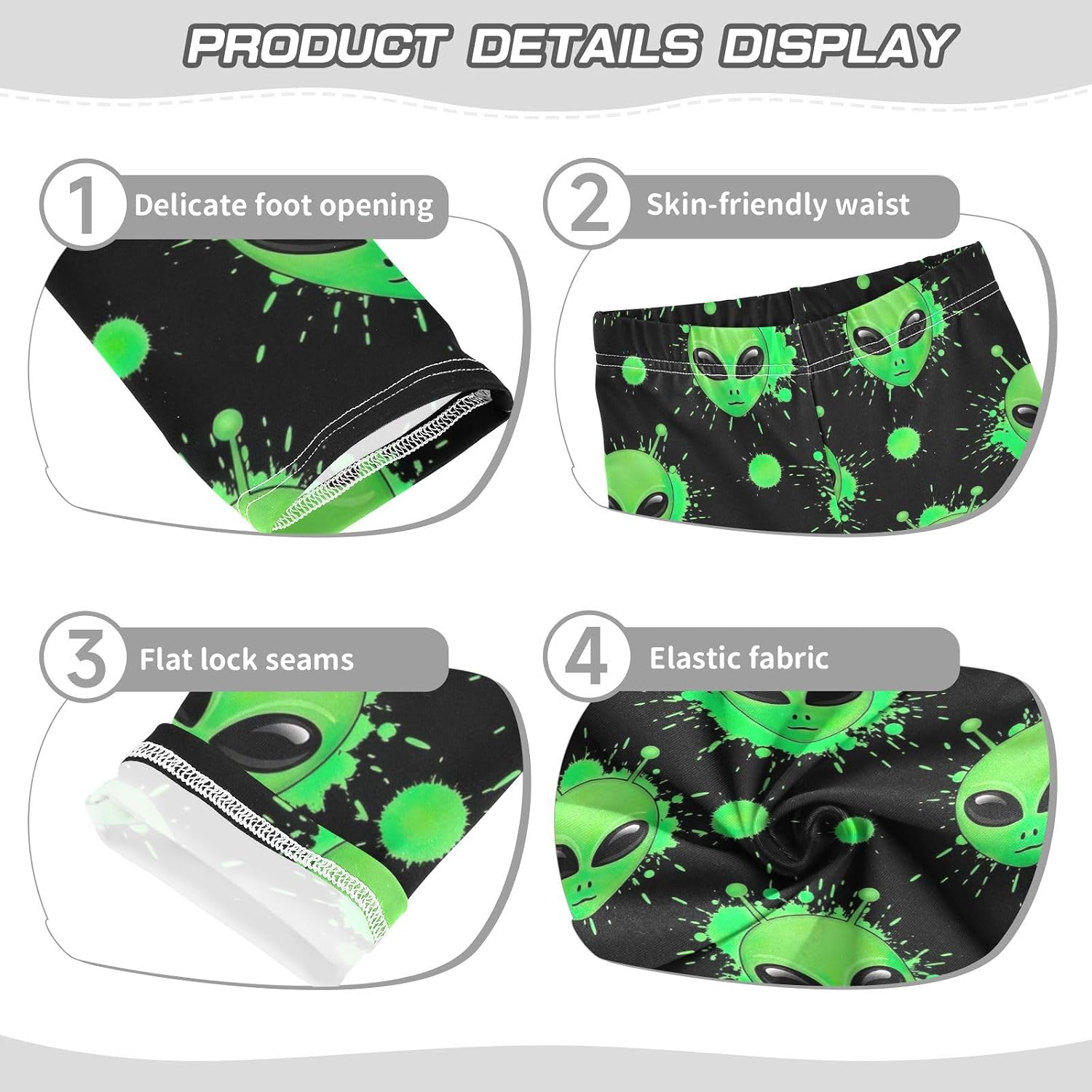 GAIREG Girls Printed Yoga Pants Cool Green Alien