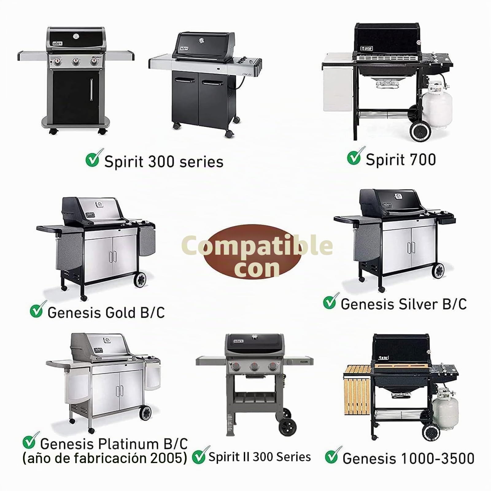 GFTIME 7638 - Parrilla y Placa Calefactora de Gas para Weber Spirit I II E310 E320 E330 S310 S320 S330 S320 S330 Series 2 piezas