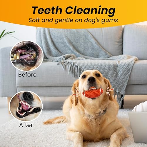 Miniatura 5 de Petinstinct Juguetes para perros, juguetes de rugby para perros masticadores agresivos, juguetes de goma resistentes y chirriantes para perros,