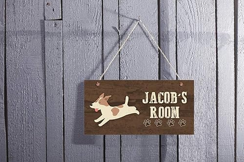 Miniatura 5 de Letrero personalizado de perro de cachorro, letrero de bosque, letrero personalizado para puerta con nombre para niños, decoración de pared para