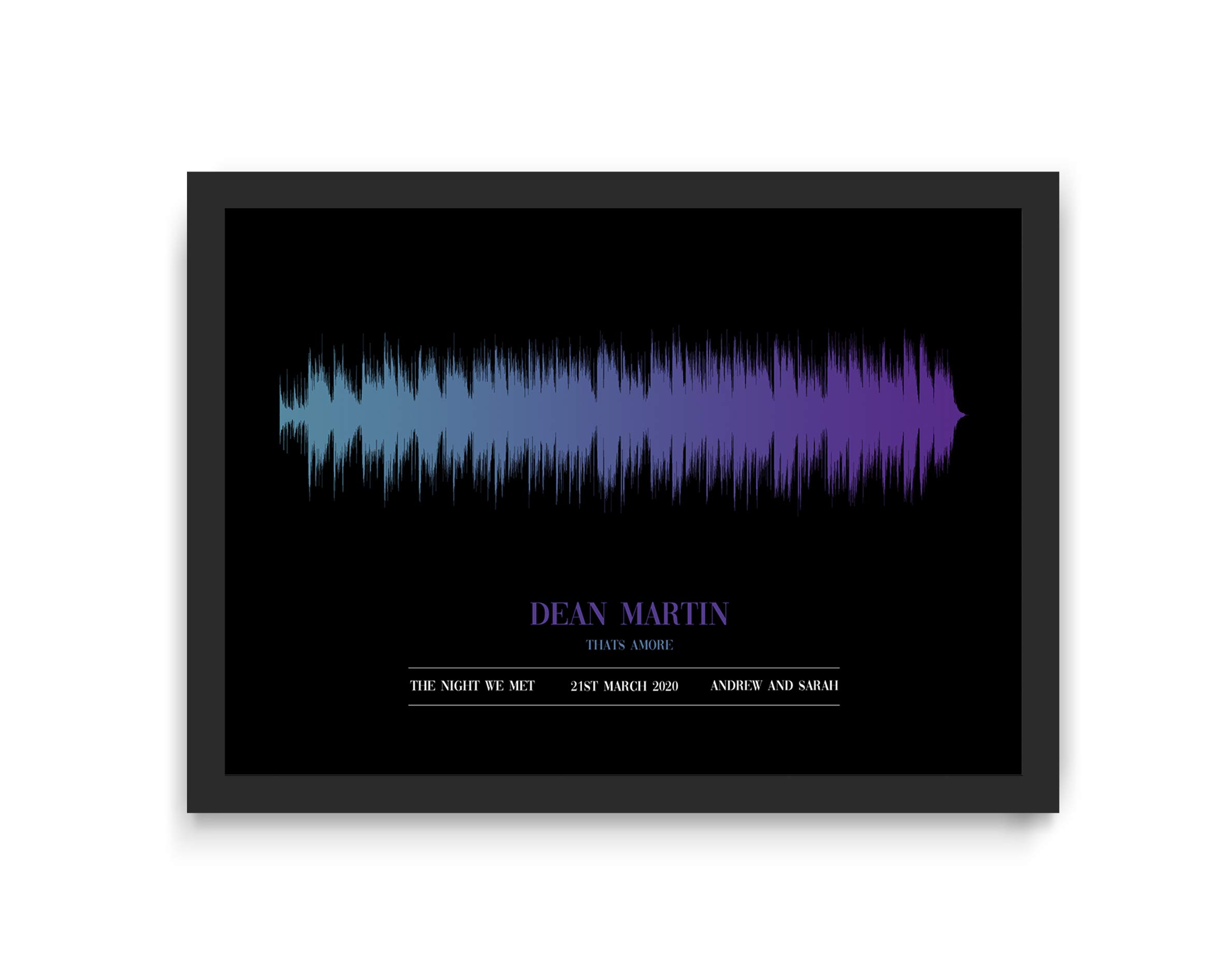 Forefrontdesigns White Personalised Custom Soundwave Art Print, Any Song And Artist. (A4 Print (210X297mm) 8.27X11.69 In)