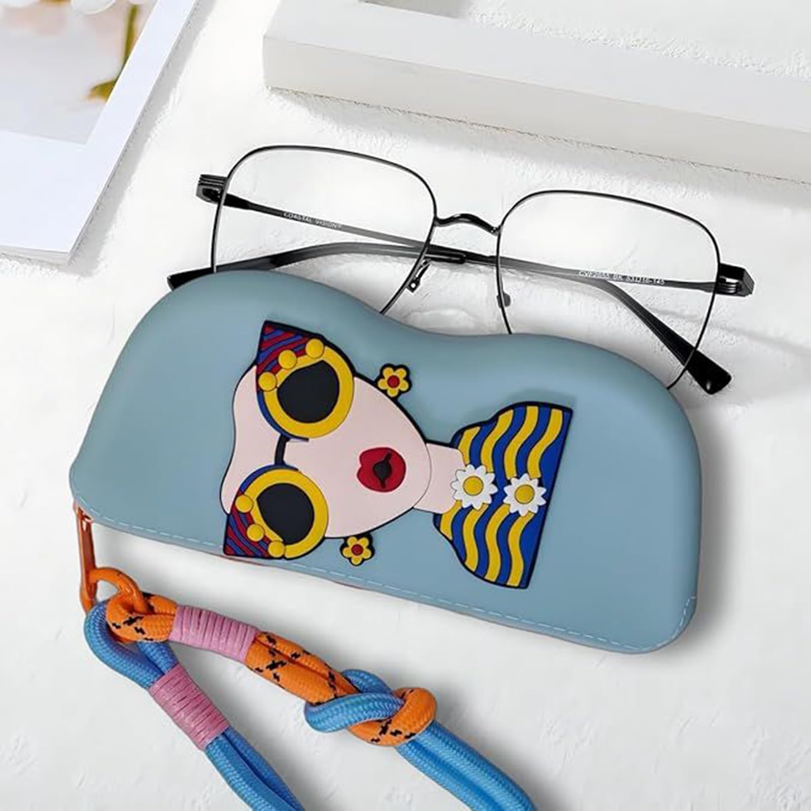 Generico Portaocchiali - Organizer Grazioso per Occhiali da Ragazza,Portaocchiali Da Sole Morbido In Silicone Con Laccetto Polso, Borsa Per Viaggio Escursionismo All'aperto