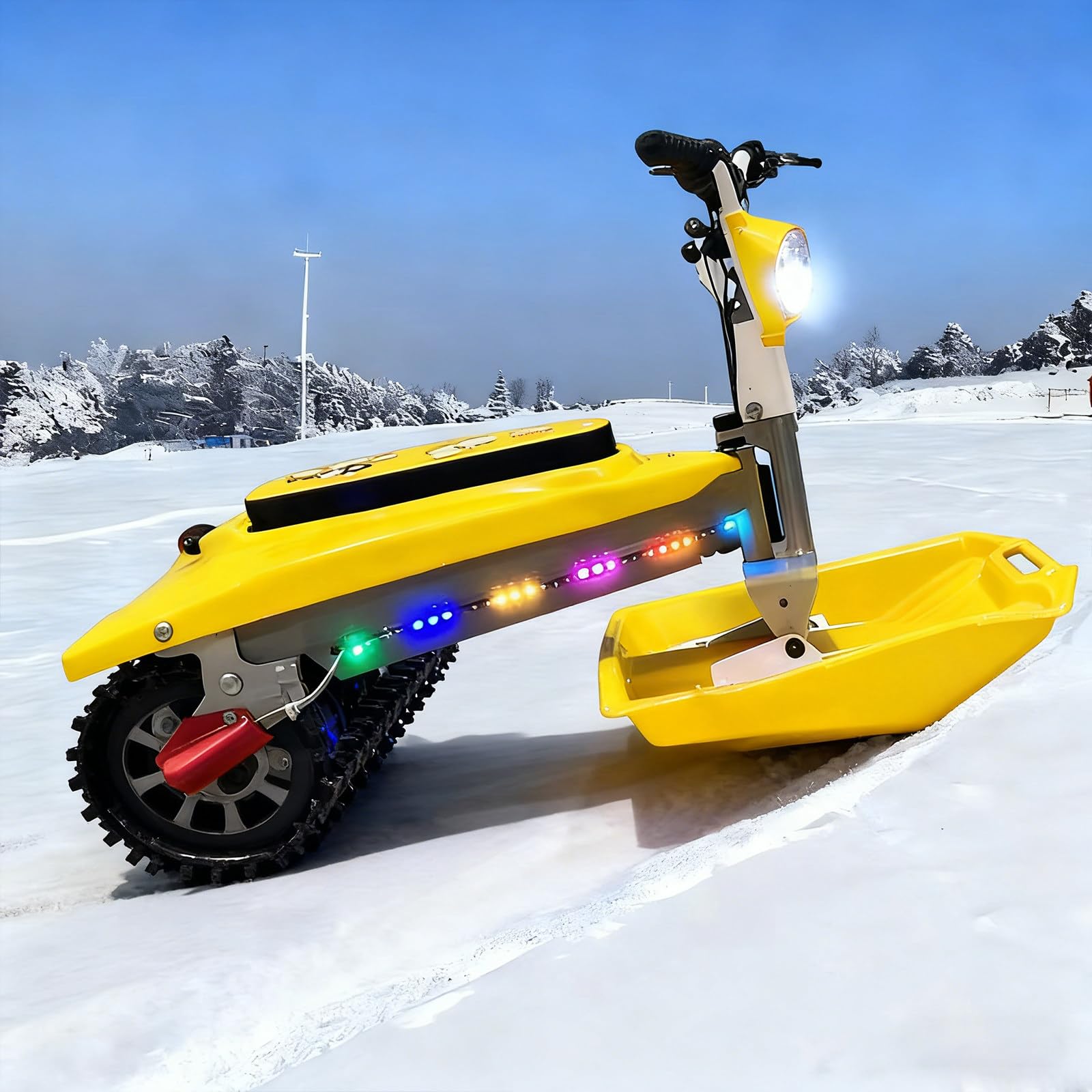 Moto De Nieve Eléctrica para Adultos con Luces Led, Motor Dual De 500 W, Autonomía De 40 Km, Ajuste De Velocidad Baja/Alta, con Orugas, para Aventuras Invernales Seguras B