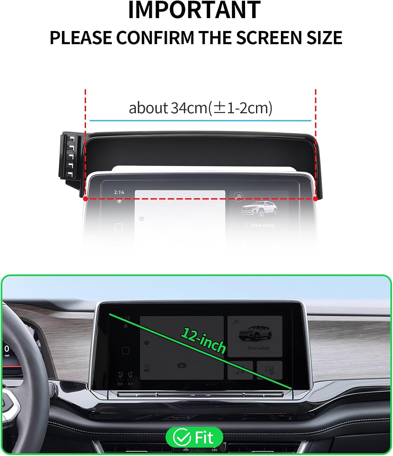 Wireless Charger Car Phone Holder for Volkswagen Atlas 2024-2026,12" Screen image 3