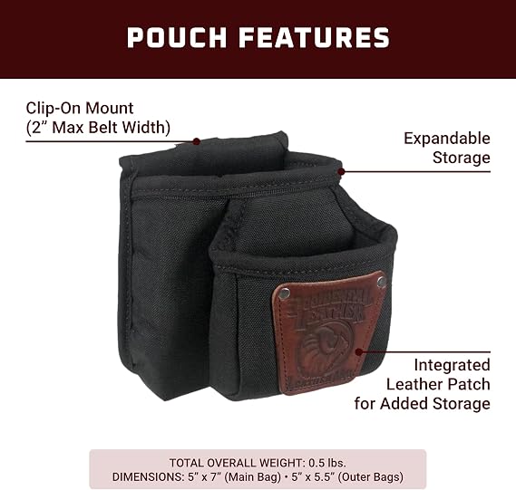 Occidental Leather Double Clip-On Pouch - Fits Up to 2 Work Belt - Made in USA