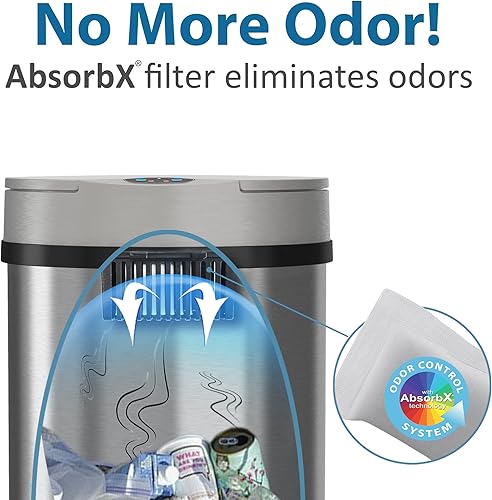 Miniatura 4 de iTouchless - Contenedor de basura de 4 galones con sensor, filtro de olor AbsorbX y ambientador de aire