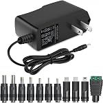 5V 1A AC Adapter DC5V Power Supply Cord with 11 Plug Tips AC to DC 5Volt 1A 500mA 400mA 200mA 100mA Power Adapter for Baby Monitor Graco Swing Camera Raspberry Pi 5V wall Charger 6FT