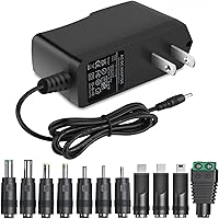 GuanTing 5V 1A Universal AC Adapter with 11 Plug Tips - Safe Power Supply for Raspberry Pi, Baby Monitors, Cameras, Routers - 6FT Cord